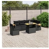 Image de Salon de Jardin avec Coussins 7 pcs, Canapés de Terrasse, Ensemble de Meubles de Patio, Mobilier d'Extérieur, Noir 3273540