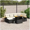 Image de Salon de Jardin avec Coussins 7 pcs, Canapés de Terrasse, Ensemble de Meubles de Patio, Mobilier d'Extérieur, Noir 3273618