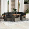 Image de Salon de jardin modulable resine tressee gris 8 pieces 55.0 x 62 x 69 7 personnes