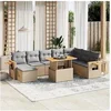 Image de Salon de Jardin avec Coussins 9 pcs, Canapés de Terrasse, Ensemble de Meubles de Patio, Mobilier d'Extérieur, Beige 3273656