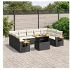Image de Salon de Jardin avec Coussins 10 pcs, Canapés de Terrasse, Ensemble de Meubles de Patio, Mobilier d'Extérieur, Noir 3273660