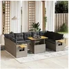 Image de Salon de Jardin avec Coussins 10 pcs, Canapés de Terrasse, Ensemble de Meubles de Patio, Mobilier d'Extérieur, Gris 3273664