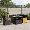Image de Salon de Jardin avec Coussins 6 pcs, Canapés de Terrasse, Ensemble de Meubles de Patio, Mobilier d'Extérieur, Noir 3273960