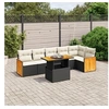Image de Salon de Jardin avec Coussins 7 pcs, Canapés de Terrasse, Ensemble de Meubles de Patio, Mobilier d'Extérieur, Noir 3273968
