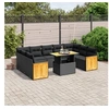 Image de Salon de Jardin avec Coussins 10 pcs, Canapés de Terrasse, Ensemble de Meubles de Patio, Mobilier d'Extérieur, Noir 3274100