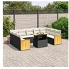 Image de Salon de Jardin avec Coussins 10 pcs, Canapés de Terrasse, Ensemble de Meubles de Patio, Mobilier d'Extérieur, Noir 3274101