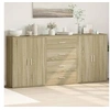 Image de Buffets 3 pcs chêne sonoma 60x31x84 cm bois d'ingénierie, armoire de rangement, meuble d'entrée, meuble d'appoint 3276576