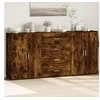 Image de Buffets 3 pcs chêne fumé 60x31x84 cm bois d'ingénierie, armoire de rangement, meuble d'entrée, meuble d'appoint, meuble de rangement de cuisine
