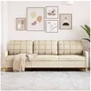 Image de Canape droit 3 places en tissu beige 77 x 226 x 80 cm