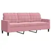 Image de Canape droit 3 places en velours rose 145 x 197 x 80 cm