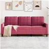 Image de Canapé à 3 places Rouge bordeaux 180 cm Velours