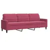 Image de Canape droit 3 places en velours rouge 77 x 226 x 80 cm