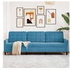 Image de Canape droit 3 places en velours bleu 77 x 226 x 80 cm