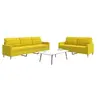 Image de Ensemble de canapés 2 pcs jaune clair tissu