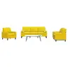 Image de Canape angle fixe 3 places en velours jaune 77 x 197 x 80 cm