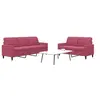 Image de Canape droit 3 places en velours rouge 77 x 137 x 80 cm