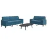 Image de Canape droit 3 places en velours bleu 77 x 137 x 80 cm