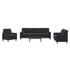 Image de 3-delige Loungeset met kussens en bolsters fluweel zwart3278456