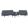 Image de Ensemble de canapés 2 pcs avec coussins Gris foncé Velours