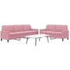 Image de Canape droit 3 places en velours rose 77 x 157 x 80 cm