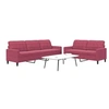 Image de Canape droit 3 places en velours rouge 77 x 157 x 80 cm