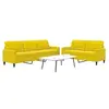 Image de Canape droit 3 places en velours jaune 77 x 157 x 80 cm