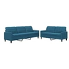 Image de Canape droit 3 places en velours bleu 77 x 157 x 80 cm