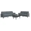 Image de Ensemble de canapés 3 pcs avec coussins Gris foncé Velours