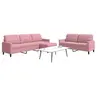 Image de Canape angle fixe 3 places en velours rose 77 x 157 x 80 cm