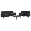 Image de Ensemble de canapés 2pcs et coussins et traversins noir velours