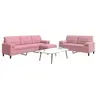Image de Ensemble de canapés 3pcs et coussins et traversins rose velours