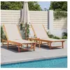 Image de Chaises longues lot de 2 gris bois acacia solide et textilène, lit de soleil, lit de repos, chaise longue 3279249