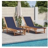 Image de Chaises longues lot de 2 table bleu bois d'acacia et textilène, lit de soleil, lit de repos, chaise longue 3279254