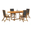 Image de Ensemble à manger de jardin 5pcs bois d'acacia solide textilène, ensemble à manger d'extérieur, meuble de salle à 3279258
