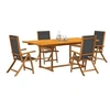 Image de Ensemble à manger de jardin 5pcs bois d'acacia solide textilène, ensemble à manger d'extérieur, meuble de salle à 3279260