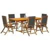 Image de Ensemble à manger de jardin 7pcs bois d'acacia solide textilène, ensemble à manger d'extérieur 3279261
