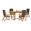 Image de Ensemble à manger de jardin 5pcs bois d'acacia solide textilène, ensemble à manger d'extérieur, meuble de salle à 3279268