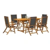 Image de Ensemble à manger de jardin 7pcs bois d'acacia solide textilène, ensemble à manger d'extérieur, meuble de salle à 3279269