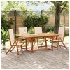 Image de Ensemble à manger de jardin 5pcs bois d'acacia solide textilène, ensemble à manger d'extérieur, meuble de salle à 3279274