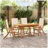 Image de Ensemble à manger de jardin 5pcs bois d'acacia solide textilène, ensemble à manger d'extérieur, meuble de salle à 3279280