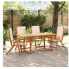 Image de Ensemble à manger de jardin 5pcs bois d'acacia solide textilène, ensemble à manger d'extérieur, meuble de salle à 3279282