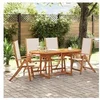 Image de Ensemble à manger de jardin 5pcs bois d'acacia solide textilène, ensemble à manger d'extérieur, meuble de salle à 3279294