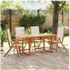 Image de Ensemble à manger de jardin 5pcs bois d'acacia solide textilène, ensemble à manger d'extérieur, meuble de salle à 3279296