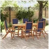 Image de Ensemble à manger de jardin 7pcs bois d'acacia solide textilène, ensemble à manger d'extérieur 3279301