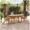 Image de Ensemble à manger de jardin 5pcs bois d'acacia solide textilène, ensemble à manger d'extérieur, meuble de salle à 3279308