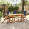 Image de Ensemble à manger de jardin 5pcs bois d'acacia solide textilène, ensemble à manger d'extérieur, meuble de salle à 3279310