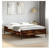 Image de Bedframe bewerkt hout metaal gerookt eikenkleurig 120x190 cm3279819