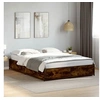 Image de Bedframe bewerkt hout metaal gerookt eikenkleurig 140x200 cm3279844