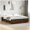 Image de Bedframe bewerkt hout metaal bruin eikenkleur 200x200 cm3279871