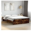 Image de Bedframe bewerkt hout metaal gerookt eikenkleurig 150x200 cm3279884